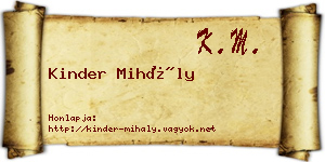 Kinder Mihály névjegykártya