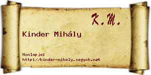 Kinder Mihály névjegykártya